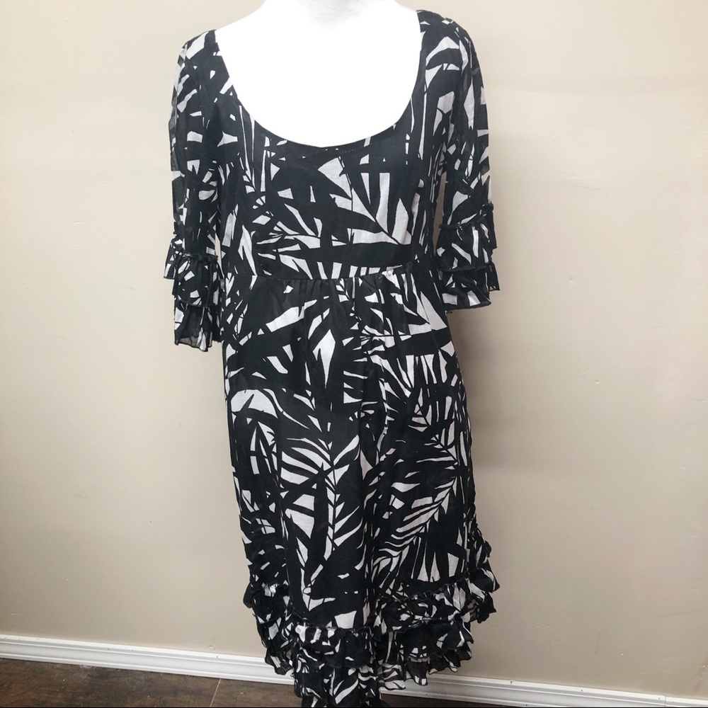 Karen Kane Tropical Ruffle Floral Dress Size Large